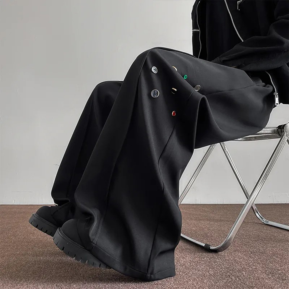 Mens Trousers Button Decoratio - Street Fashion Men 2025 recension och pris